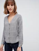 New Look Check Blouse In Gray Pattern - Black