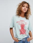 Pull & Bear Pineapple Tee In Sky Blue - Blue