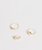 Asos Design Slim Vintage Ring Pack In Gold Tone - Gold