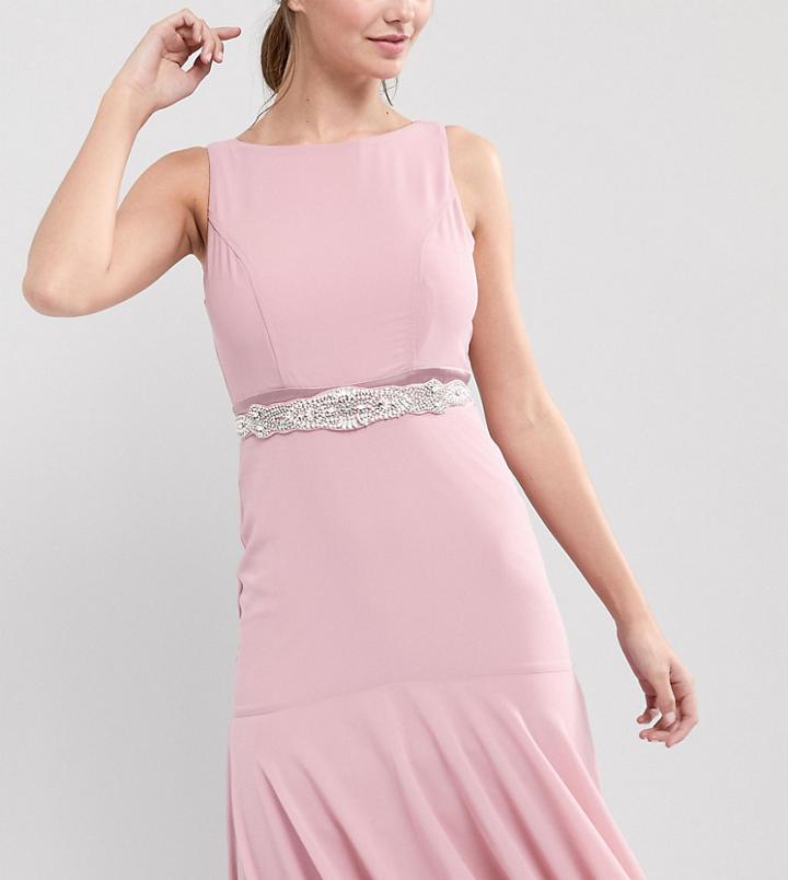 Tfnc Wedding Slim Sash Belt With Delicate Embellishment - Pink