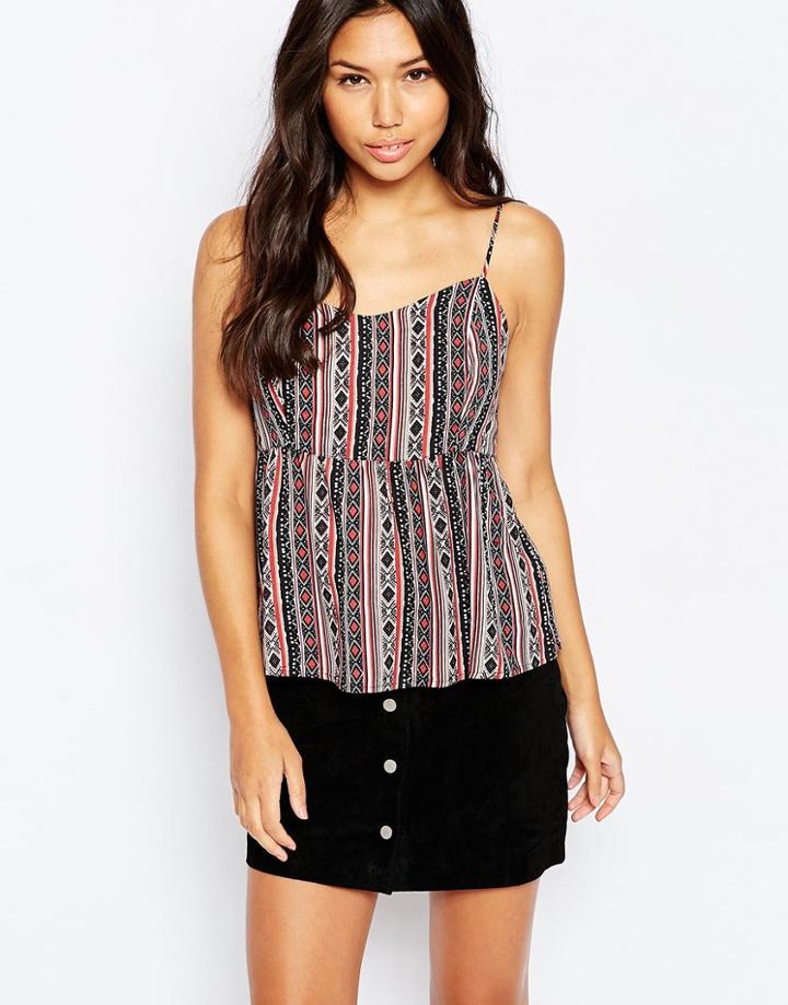 Vero Moda Folk Print Cami Top - White