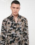 Hugo Ermo Camo Print Shirt In Tan-brown