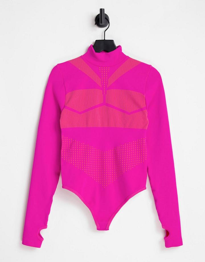 Liquorish Ski Base Layer Seamless Top In Fuchsia-pink