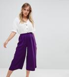 Asos Design Petite Tailored Large Pleat Culottes - Purple