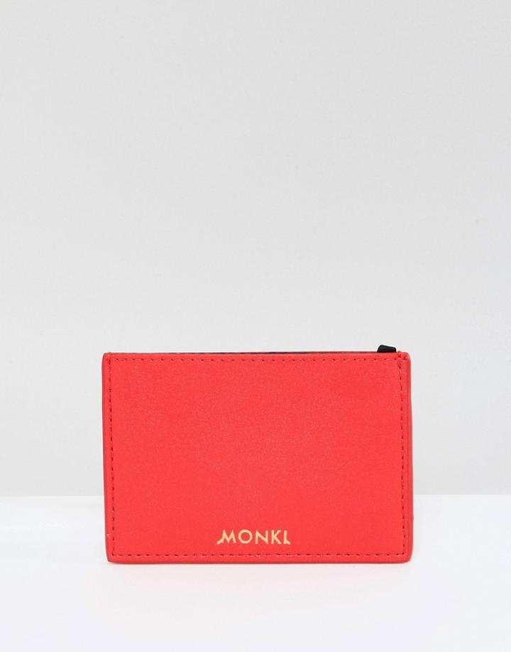 Monki Faux Leather Card Holder In Red - Black
