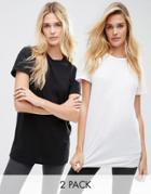 Asos The Ultimate Easy Longline T-shirt 2 Pack Save 10%