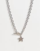 Reclaimed Vintage Inspired Unisex Y2k Necklace With Star In Silver
