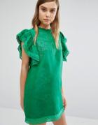 Style Mafia Embroidered Green Dress - Green