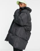 Asos Design Oversized Longline Puffer Jacket In Black