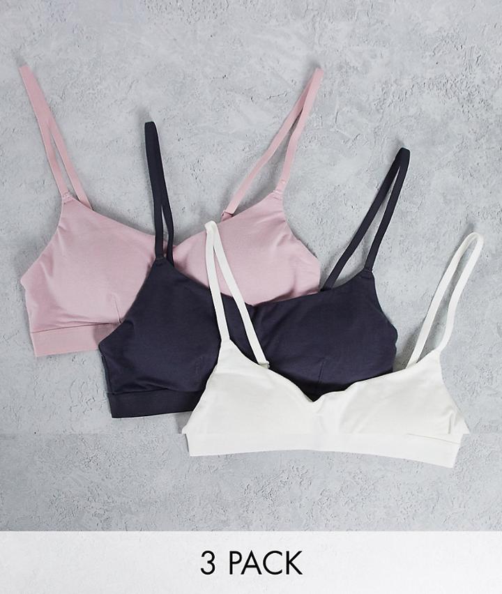 Dorina Josie Lightly Padded Cami Strap Bralette 3 Pack In Pink Ivory And Gray-multi