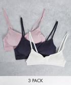 Dorina Josie Lightly Padded Cami Strap Bralette 3 Pack In Pink Ivory And Gray-multi