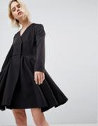 Unique 21 Black Dress With Pleated Skirt - Black