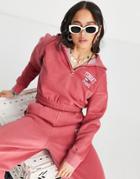 Tommy Jeans College Logo Super Crop Half Zip Hoodie In Red - Part Of A Set