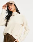 Selected Femme High Neck Knit Sweater In Cream-white