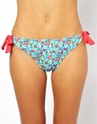 Marie Melli Floral Tie Side Bikini Bottom - Maple Red Floral