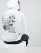 Asos Design Oversized Hoodie With Bloom Back Print In White - White