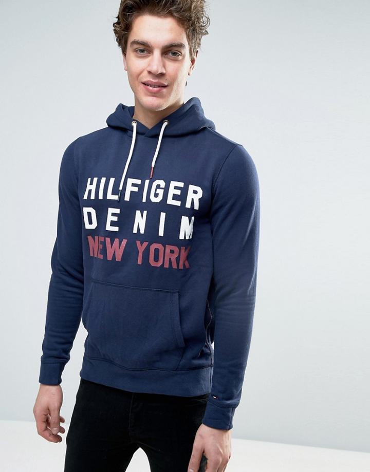 Tommy Hilfiger Denim Logo Hoodie - Navy