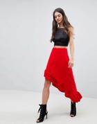 Lasula Frill Maxi Skirt - Red