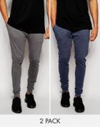 Asos 2 Pack Super Skinny Joggers Save - Multi