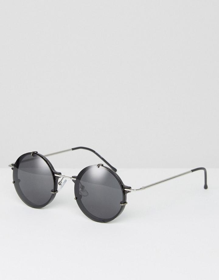 Spitfire Round Sunglasses In Black - Black