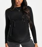 Missguided Maternity Slinky Belted Top In Black