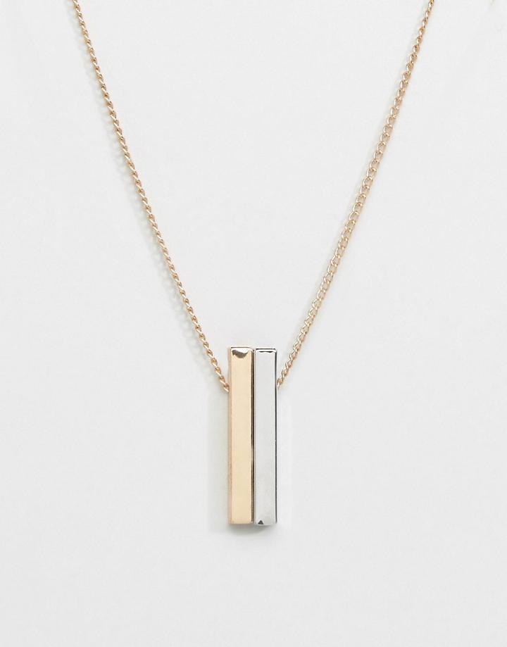 Asos Geometric Pendant Necklace In Gold And Silver - Multi