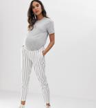 Asos Design Maternity Striped Linen Slim Cigarette Pants-multi