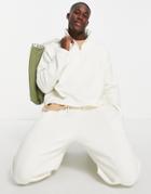 Asos Design Extreme Oversized Half Zip Boxy Sweatshirt In Soft White - Part Of A Set