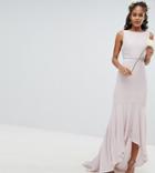 Tfnc Tall Maxi Bridesmaid Dress With High Low Hem-brown