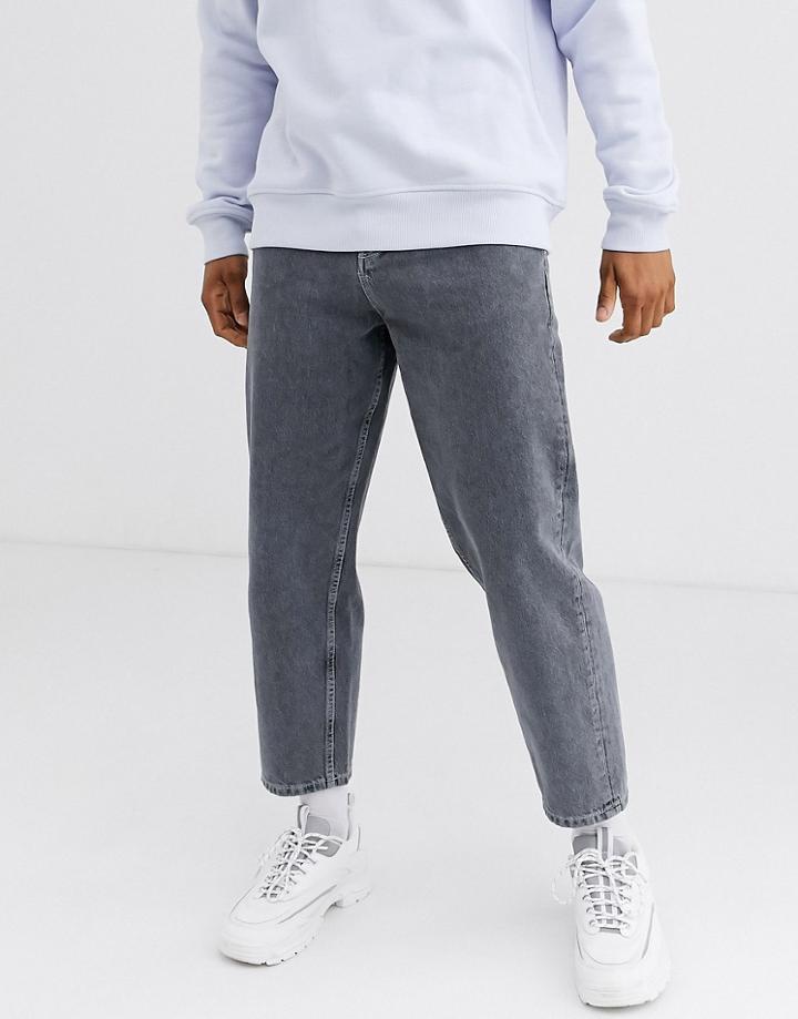 Asos White Tapered Jeans In 14 Oz Washed Black Denim