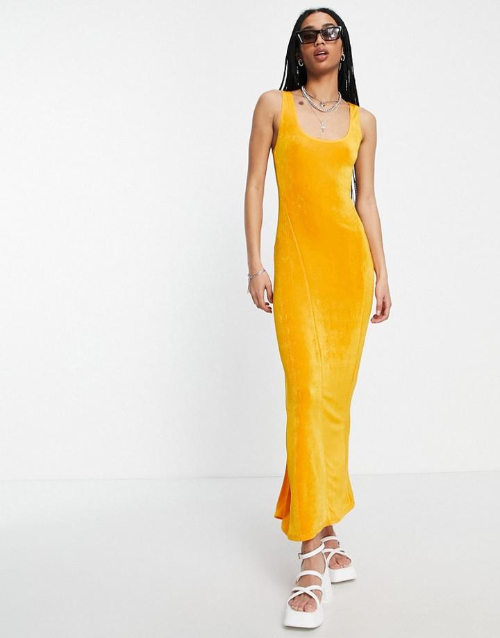 Topshop Seamed Slinky Maxi Dress In Orange