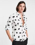 Twisted Tailor Dalma Shirt In White With Black Paintbrush Dots