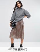 Y.a.s Tall Animal Printed Pleated Midi Skirt - Gold