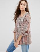 Blend She Passy Patch Print Blouse - Pink