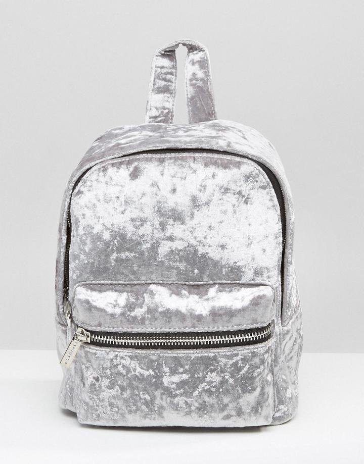 Skinnydip Crushed Velvet Mini Backpack In Grey - Gray