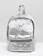 Skinnydip Crushed Velvet Mini Backpack In Grey - Gray