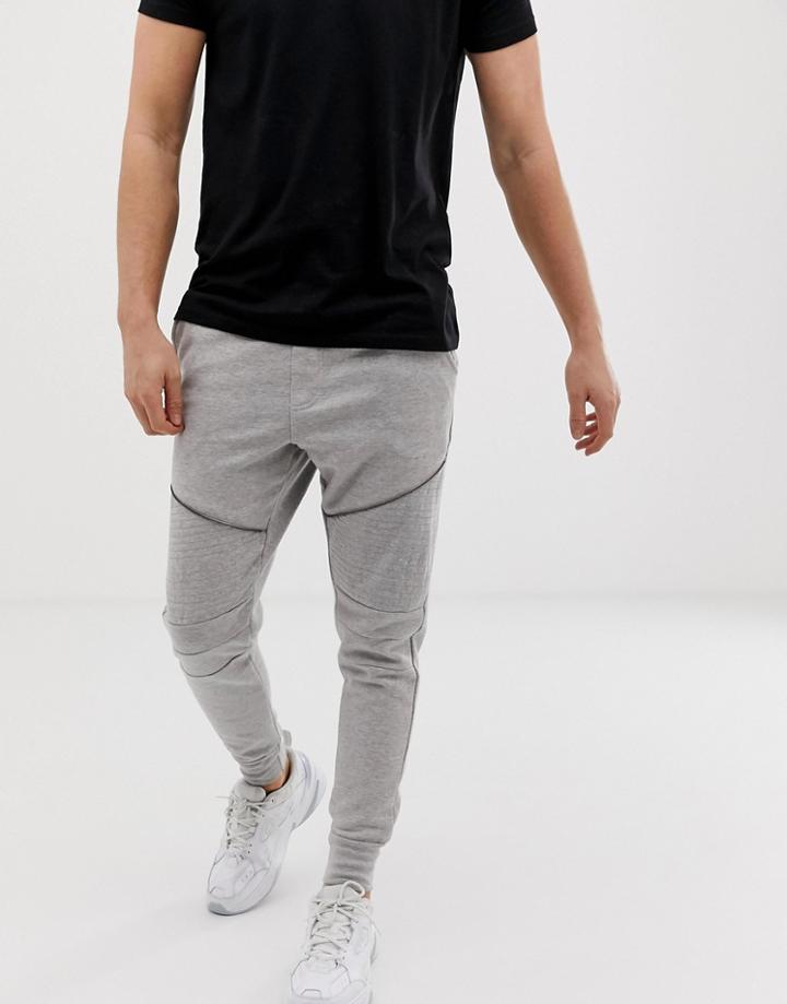 Brave Soul Skinny Fit Ribbed Zip Sweatpants - Gray