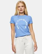 Topshop Hug Yourself Shrunken T-shirt In Blue-blues
