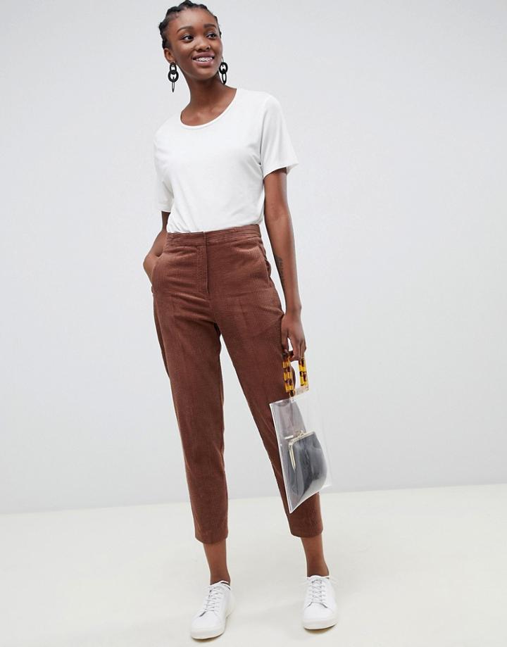Asos Design Slim Pants In Jumbo Cord - Brown