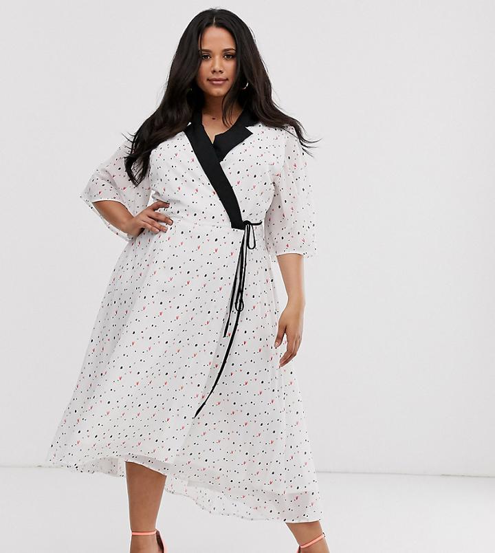 Unique21 Hero Mixed Heart Print Tailored Wrap Dress-multi