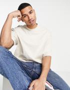 Topman Extreme Oversized Organic T-shirt In Stone-neutral