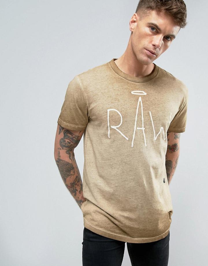 G-star Asteron Raw Logo T-shirt Burnout - Beige
