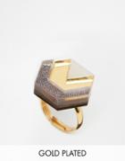 Wolf & Moon Hex Ring - Gold
