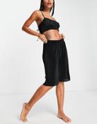 Topshop Plisse Top And Short Loungewear In Black