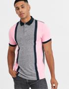 Asos Design Polo Shirt With Vertical Color Block In Interest Gray Fabric