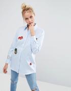 Asos Shirt With Badges - Blue