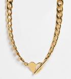 Asos Design 14k Gold Plated Necklace With Heart Tbar In Gold Tone