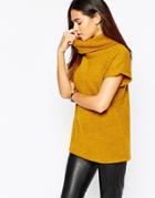 Warehouse Cowl Neck Boucle Sweater - Mustard