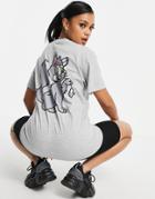 New Love Club Cat N Mouse Oversized Back Print Graphic T-shirt-grey