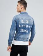 Jack & Jones Intelligence Denim Jacket With Back Print - Blue